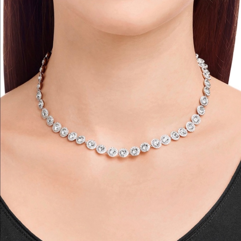 Angelic Necklace, White, Rhodium-plated